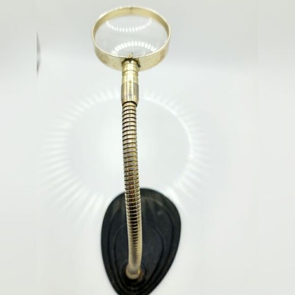Antique cast iron silver Gooseneck magnifying glass - Picture 5 of 7